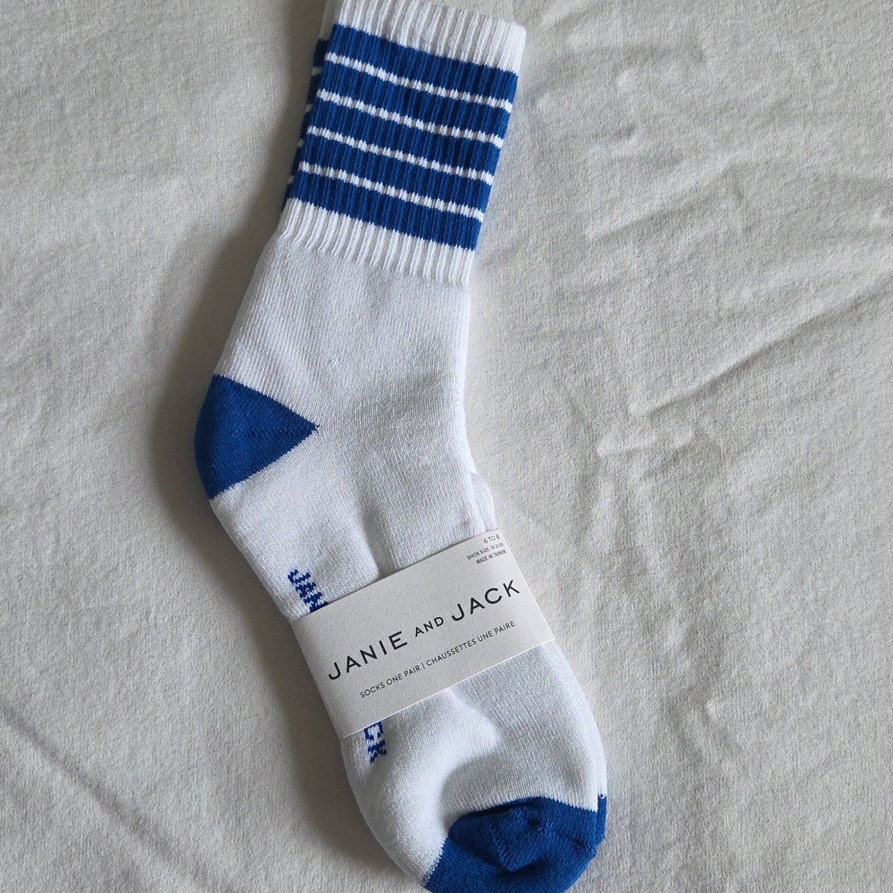 Janie and Jack Blue and White Striped Socks